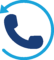 phone-circle-icon Phone handset inside a blue circular arrow, indicating a callback or return call action.